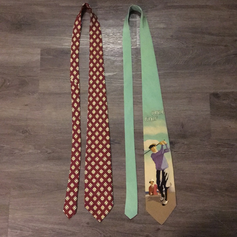 TWO SILK RALPH LAUREN POLO TIES-BUNDLED